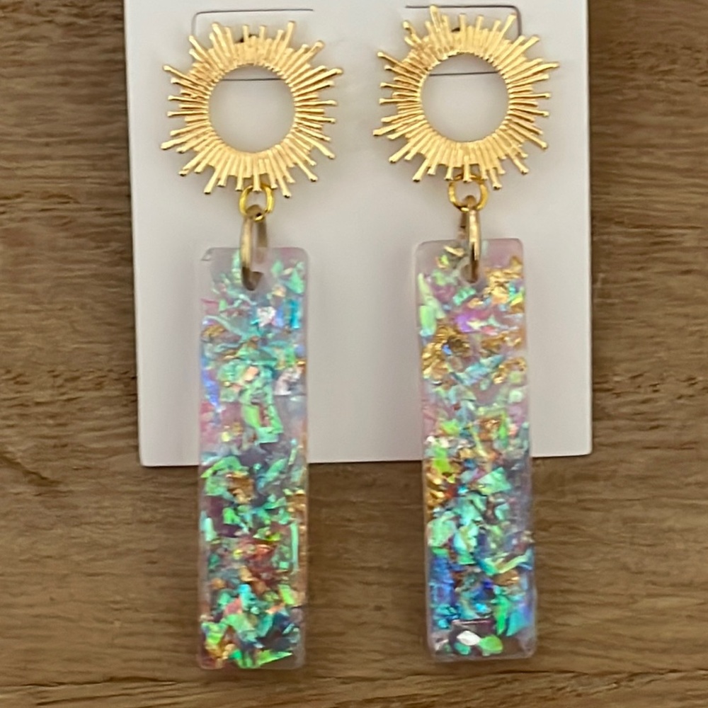 NEW Sunny Rays Gold Multicolor Dangle Earrings